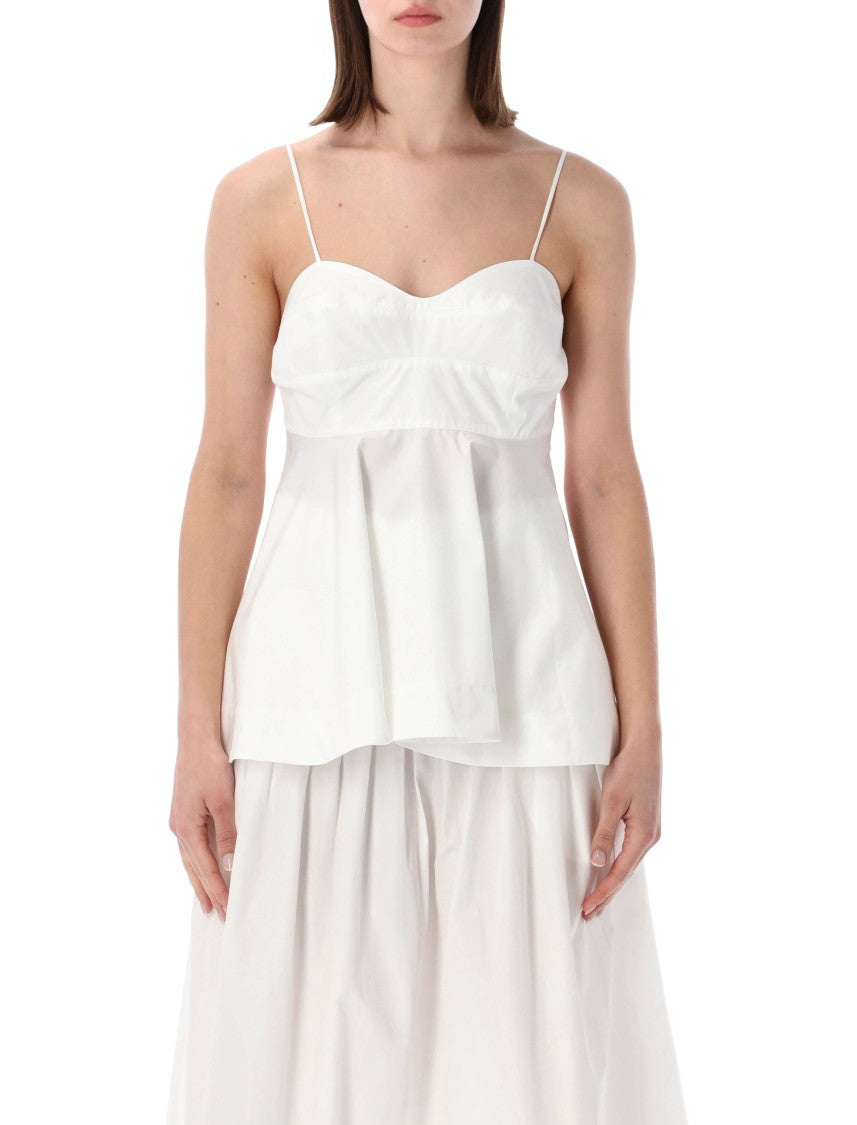 Róhe Structured White Peplum Bustier Top