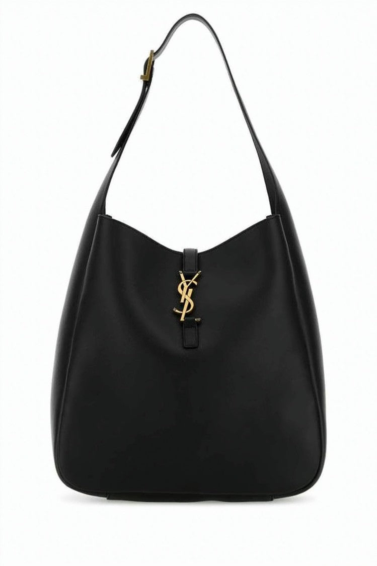 Saint Laurent Smooth Calf Leather Shoulder Bag With Adjustable Brass Clasp
