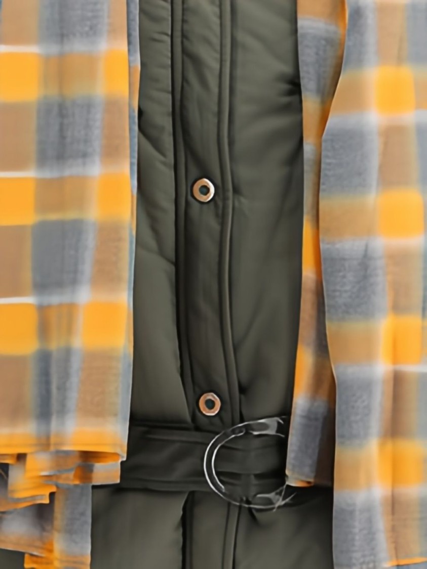 Marbell Quilted Down Jacket With Removable Checked Scarf