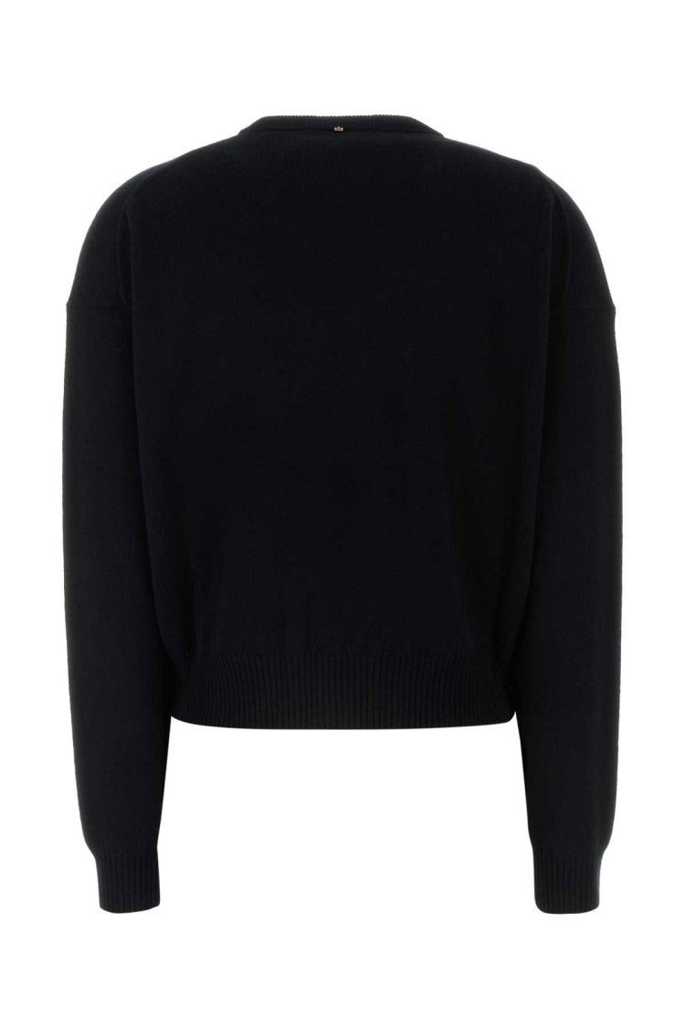 Sportmax Cropped Black Sweater With Deep V-Neckline