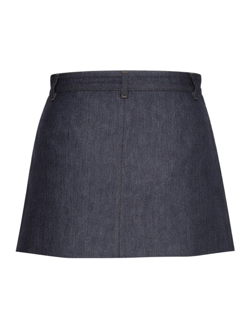 A.P.C. Deep Indigo Front Pleated Miniskirt
