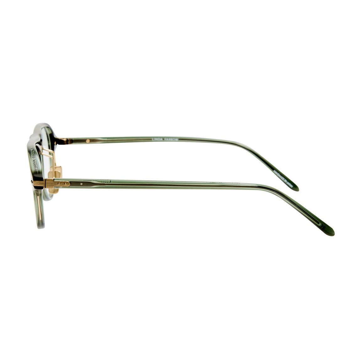 Linda Farrow Translucent Green Acetate Aviator Eyeglasses With Gold Accents