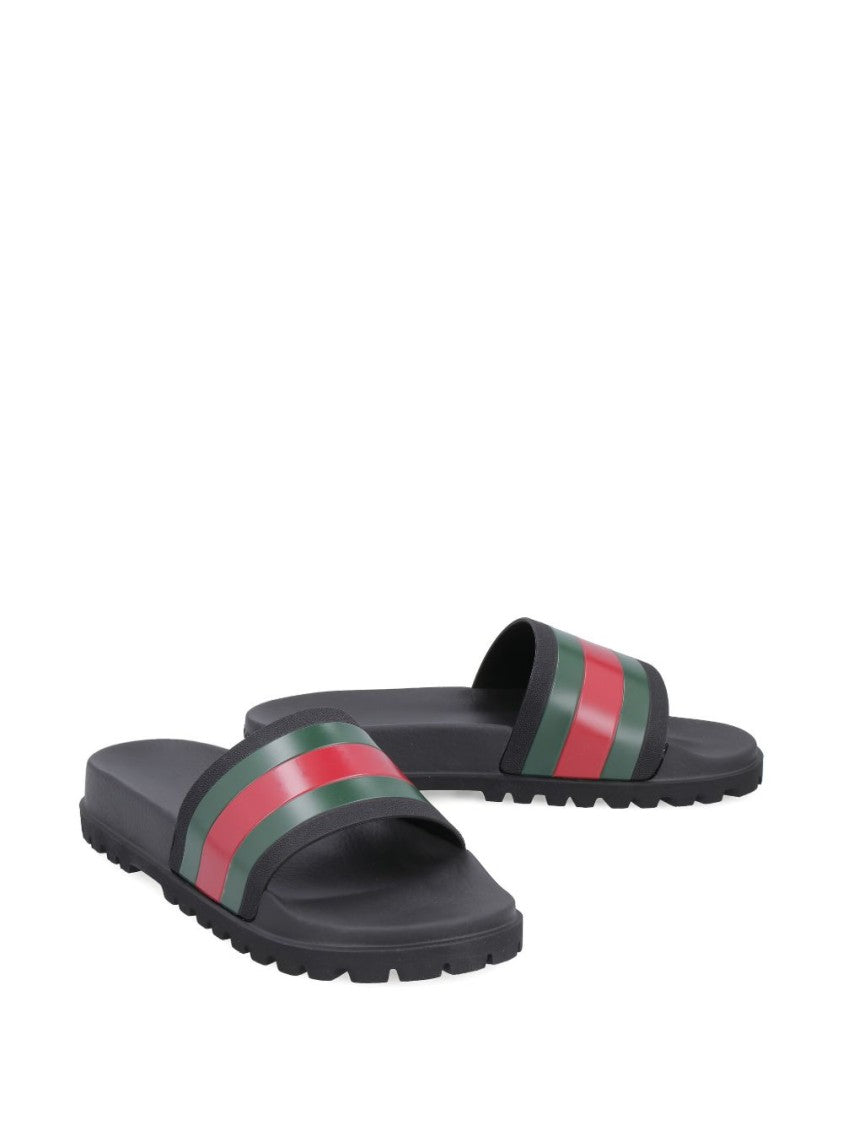 Gucci Slide Sandal With Green And Red Web Accents