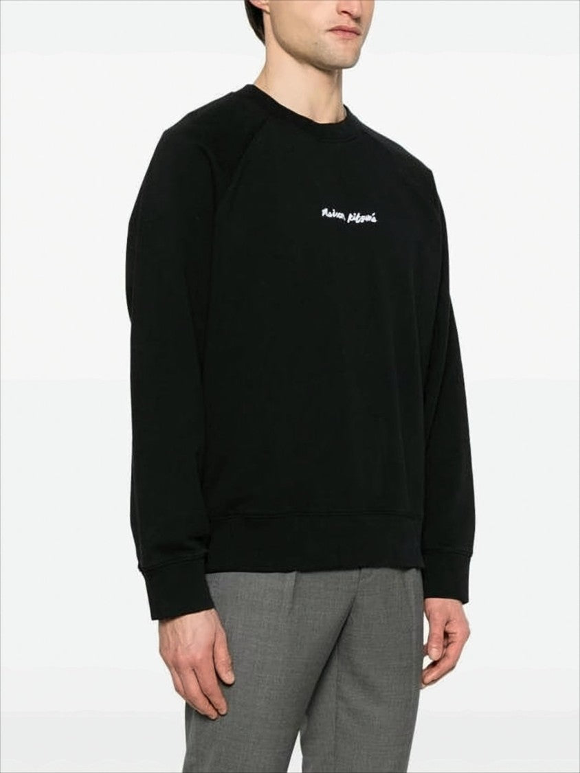 Maison Kitsuné Black Long-Sleeve Sweatshirt With Embroidered Logo