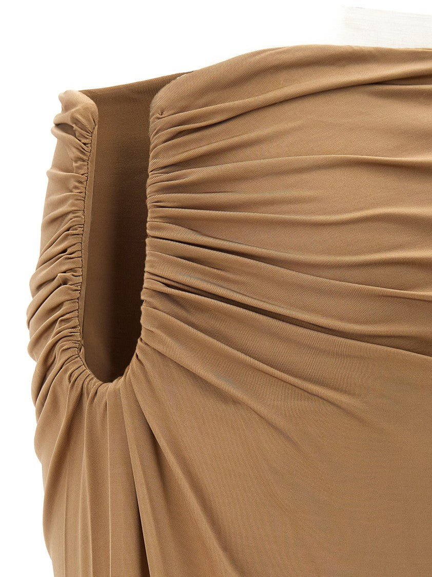 Magda Butrym Long Stretch Viscose Skirt With Side Draping