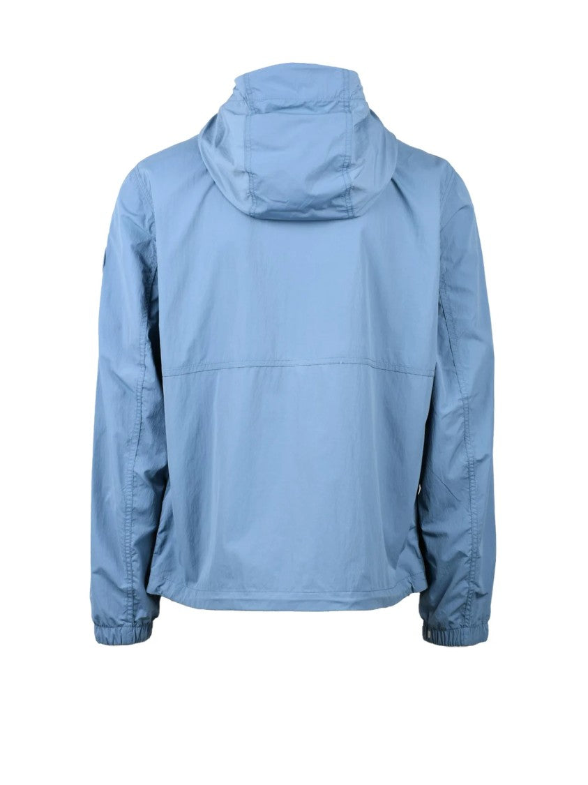 Woolrich Crinkle Texture Windbreaker With Adjustable Hood And Functional Pockets