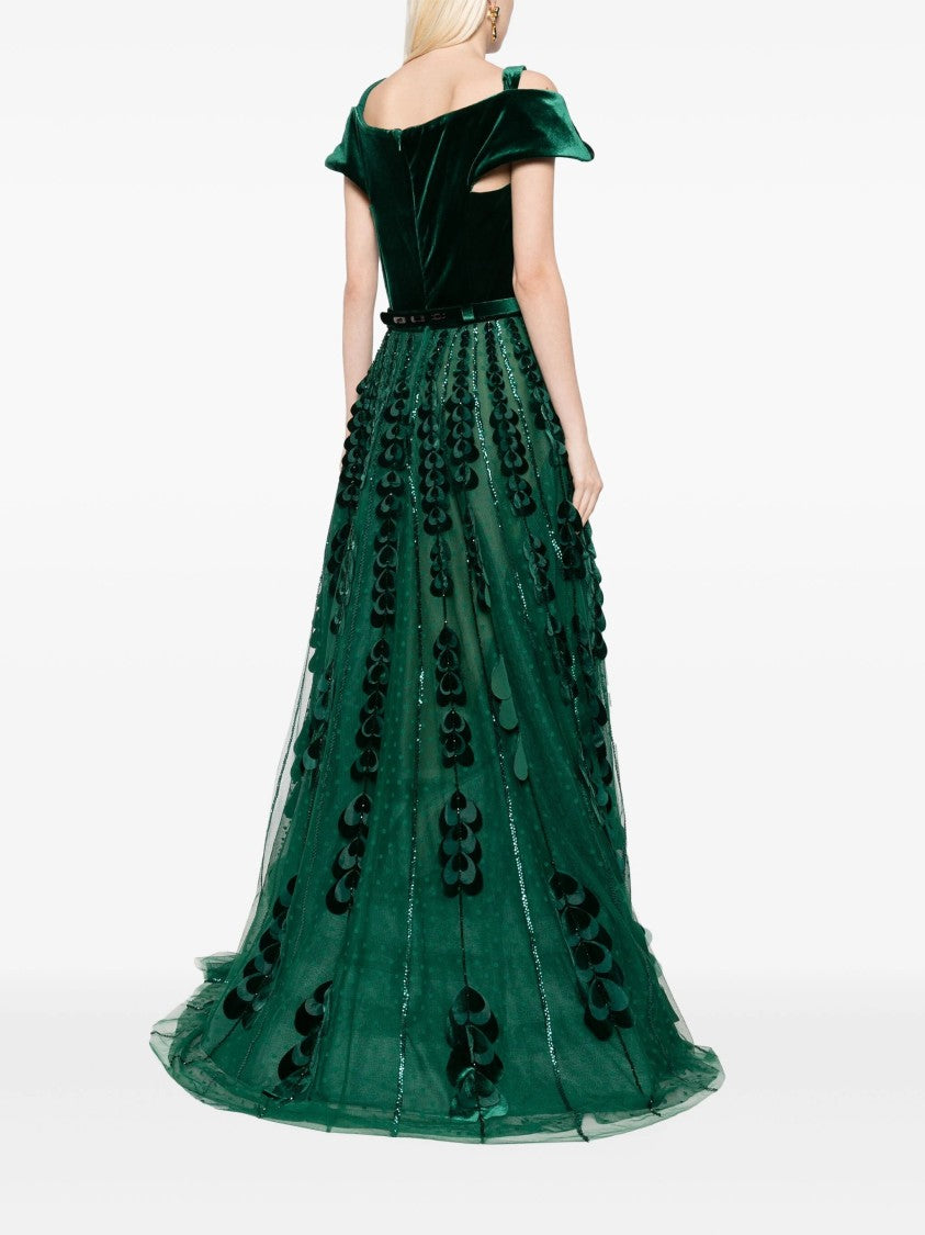 Saiid Kobeisy Beaded Tulle Skirt With Velvet Bodysuit