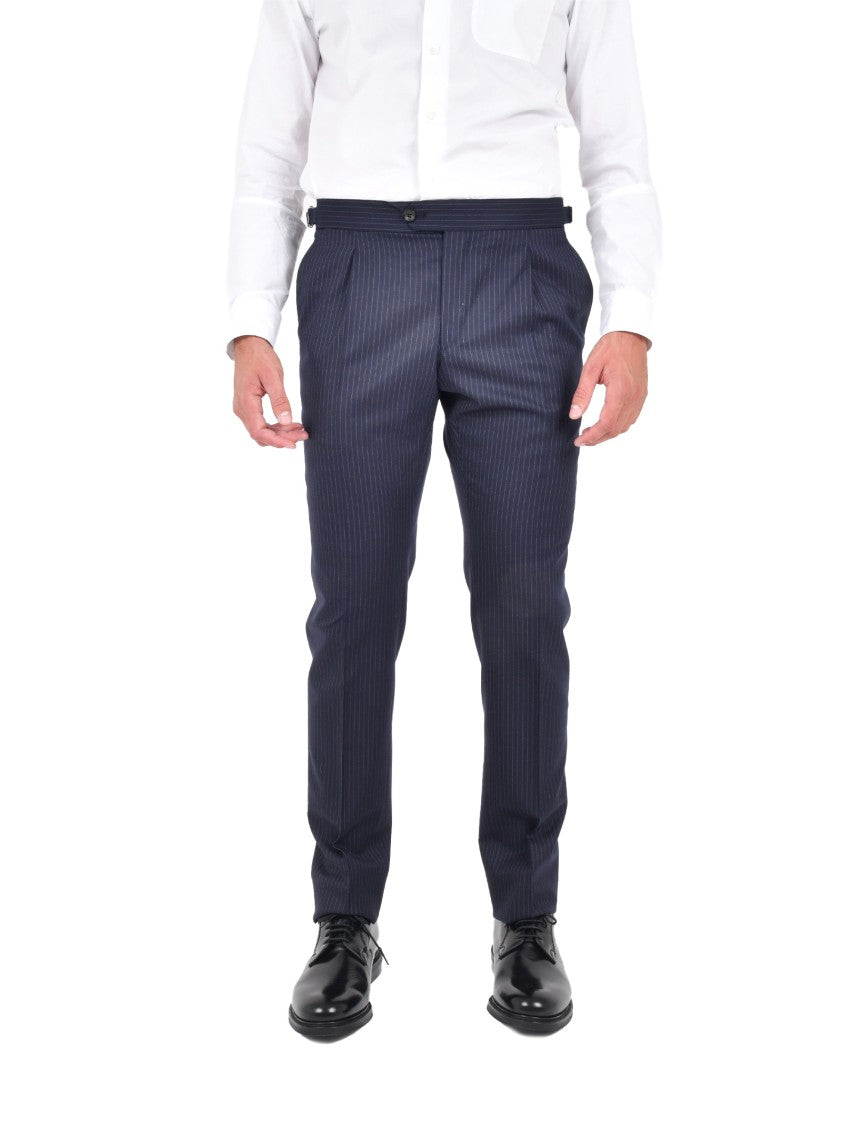 Franzese Collection Navy Blue Pinstriped Blazer With Tailored Fit