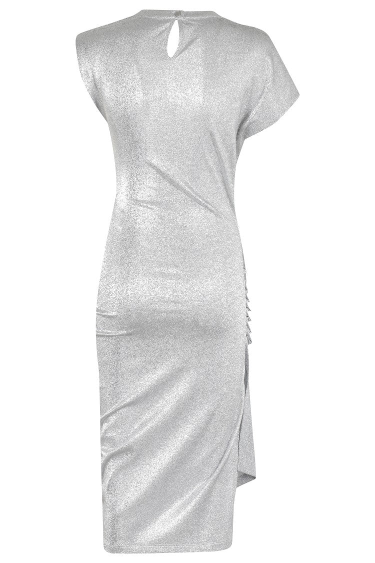 Rabanne Silver Draped Evening Dress