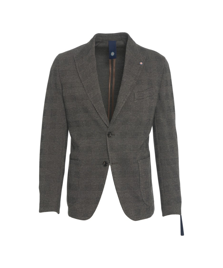 Bharnaba Textured Grey Blazer With Elegant Lapels And Dual Button Closure