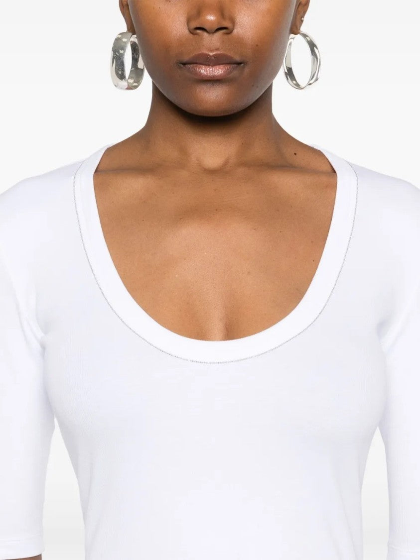 Fabiana Filippi Deep Scoop Neck Jersey T-Shirt
