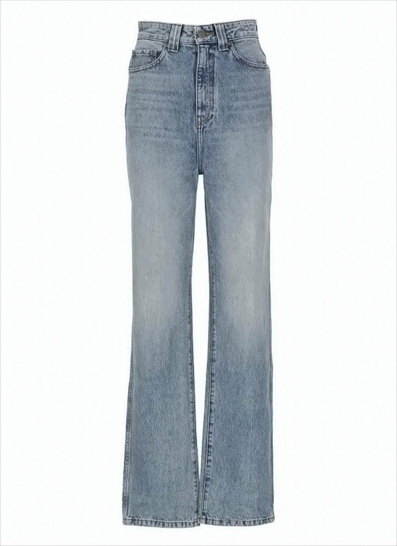 Khaite High-Waisted Light Blue Denim Pants With Vintage Appeal