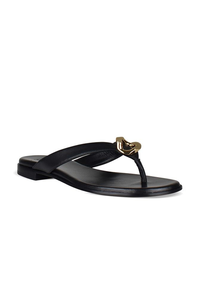 Givenchy Black Leather Sandals With Gold-Tone Detail
