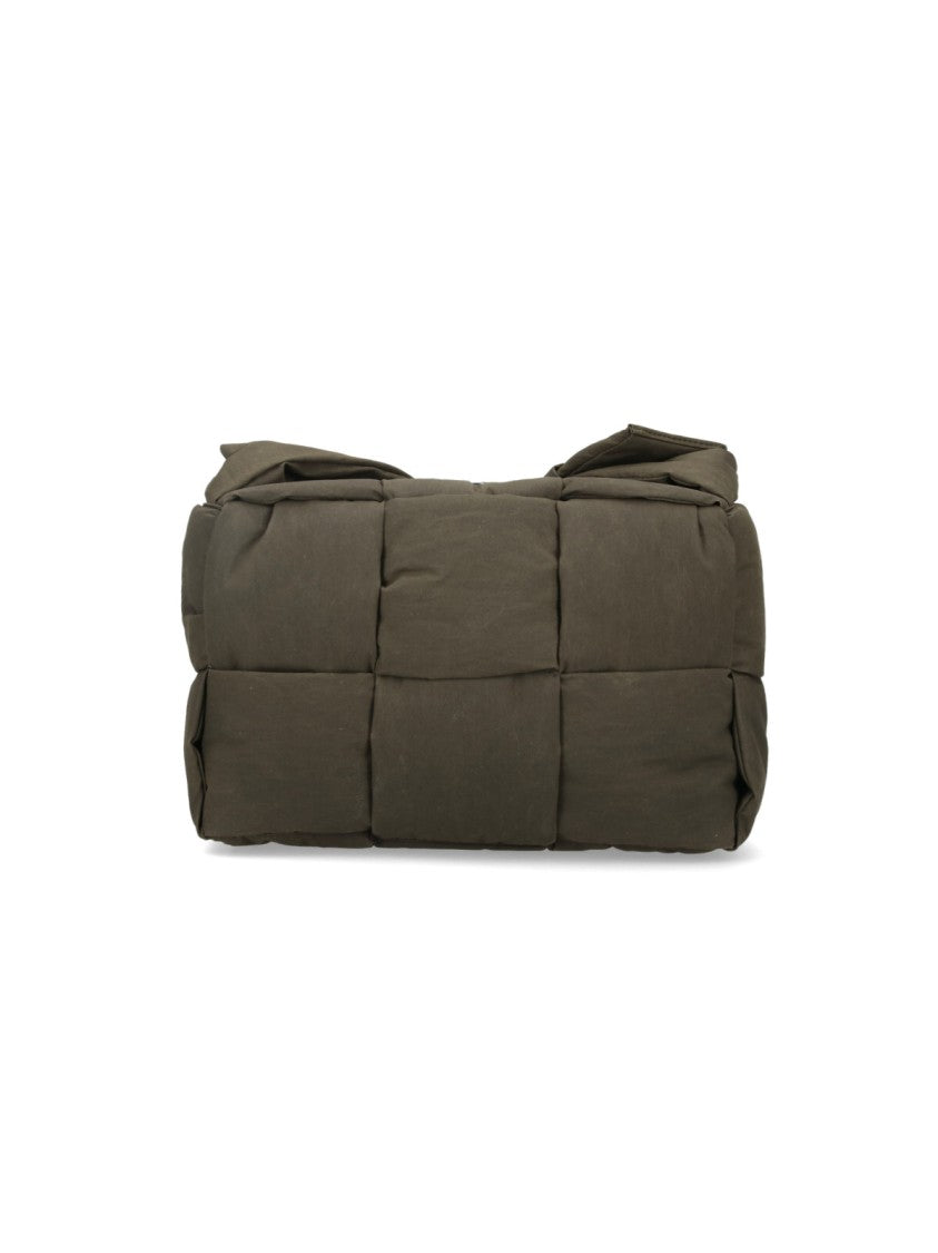 Bottega Veneta Padded Green Cotton Blend Bag With Intreccio Design