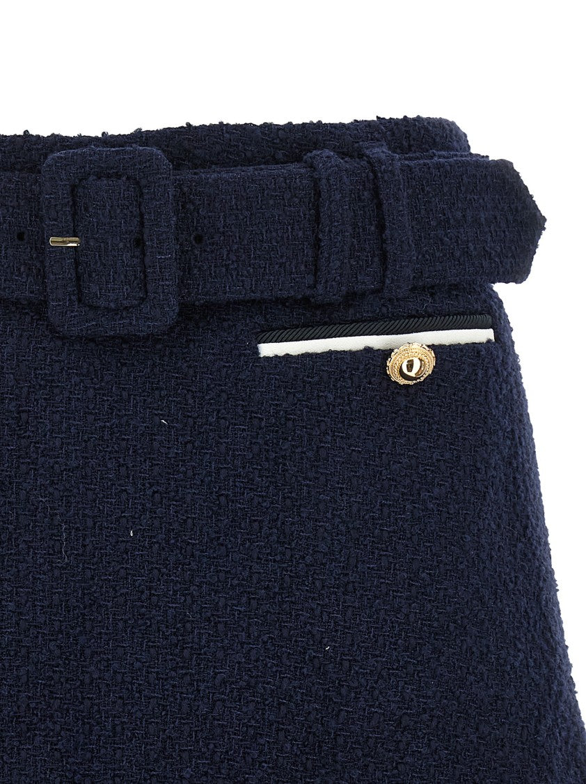 Self-Portrait Bouclé Wool Skort