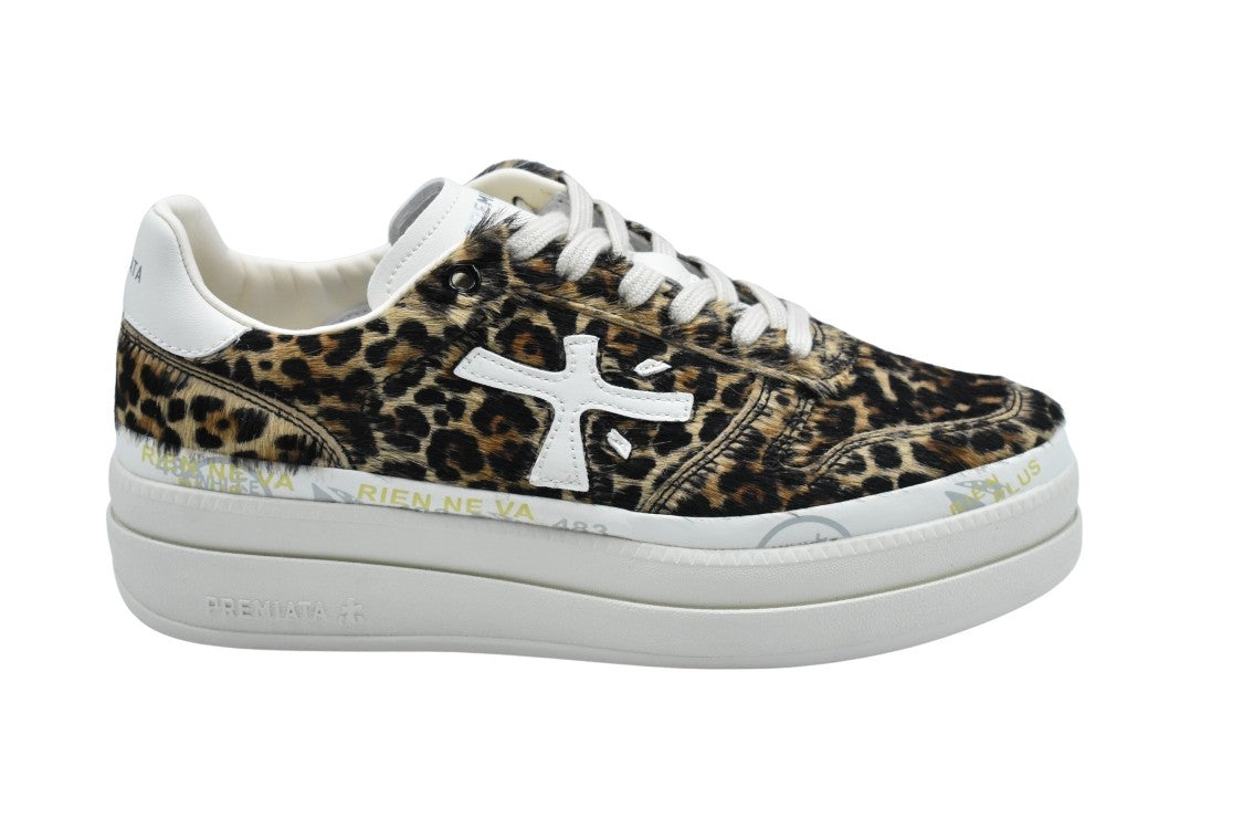 Premiata Leopard Print Brown Sneakers With Chunky Sole
