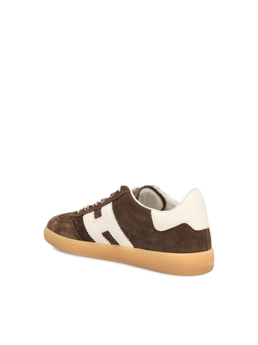 Hogan Brown Leather Sneakers With Signature 'H' Logo And Elegant Design