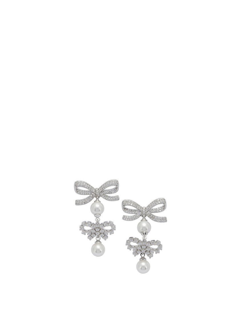 Self-Portrait Earrings With Bows And Pearls