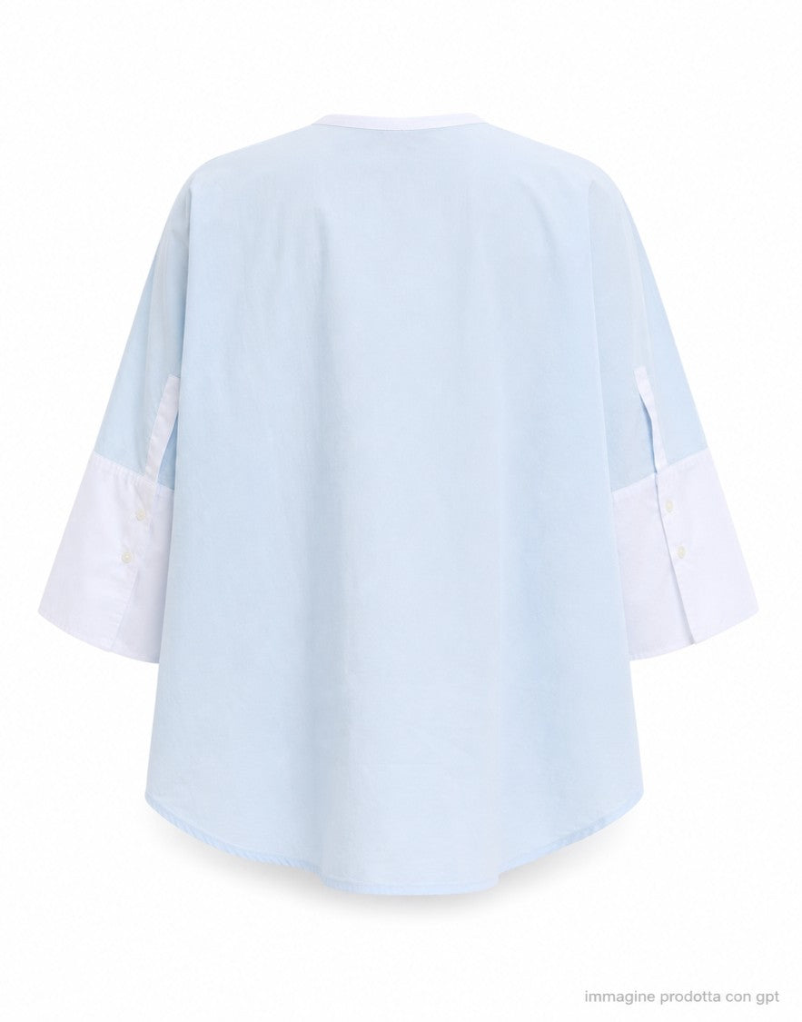Pomandère Sky Blue Oversize Cotton Shirt
