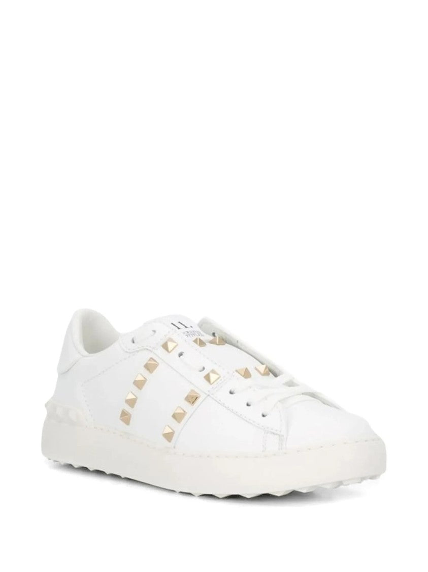 Valentino White Rockstud Untitled Leather Sneakers