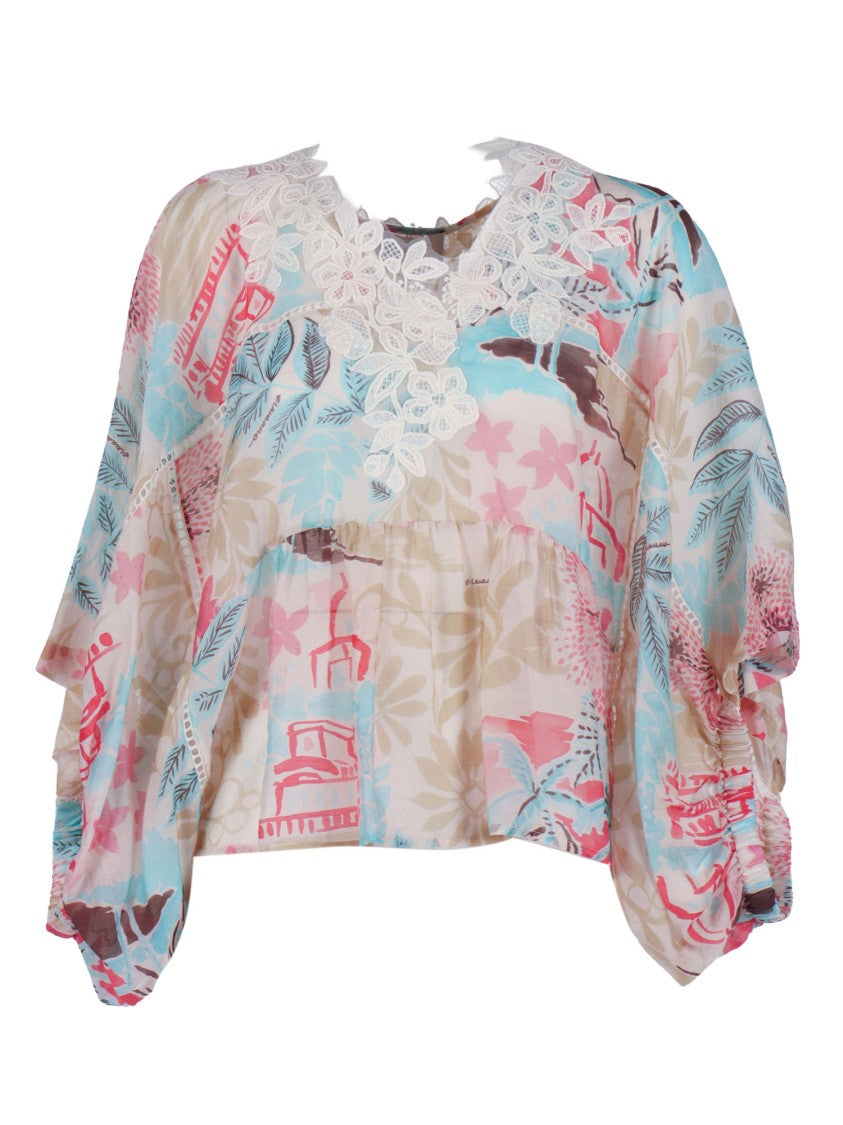 Ermanno Scervino Pastel Lace Abstract Blouse