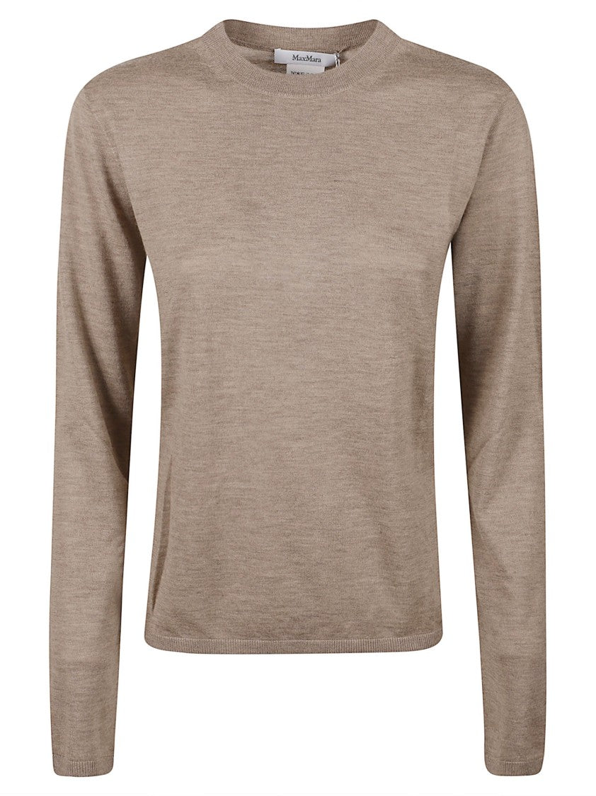 Max Mara Long-Sleeved Crew Neck Sweater With Fine Knit Texture