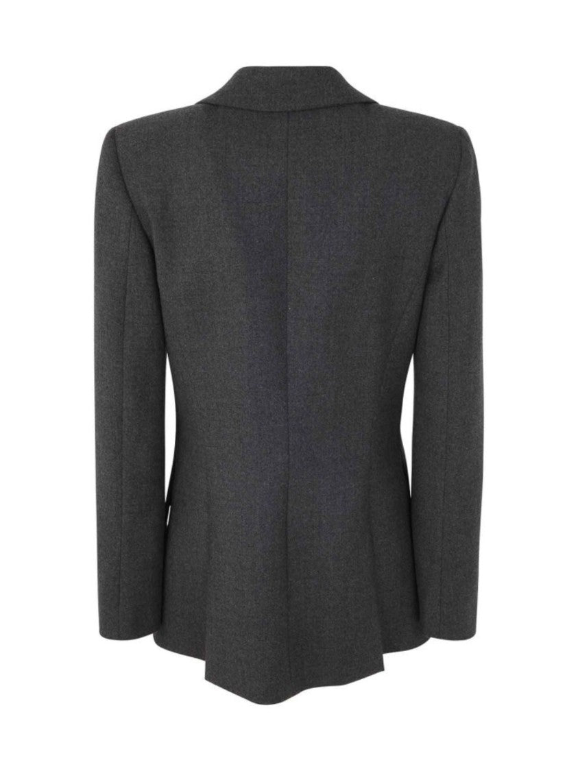 Alberta Ferretti Notched Lapel Grey Tailored Jacket Pockets