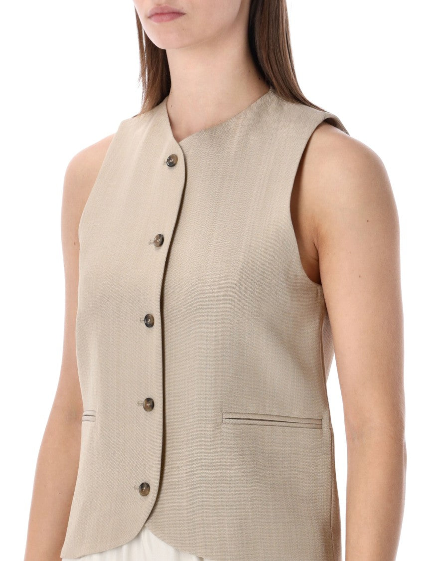 Loulou Studio Paco Tailored Structured Sleeveless Vest