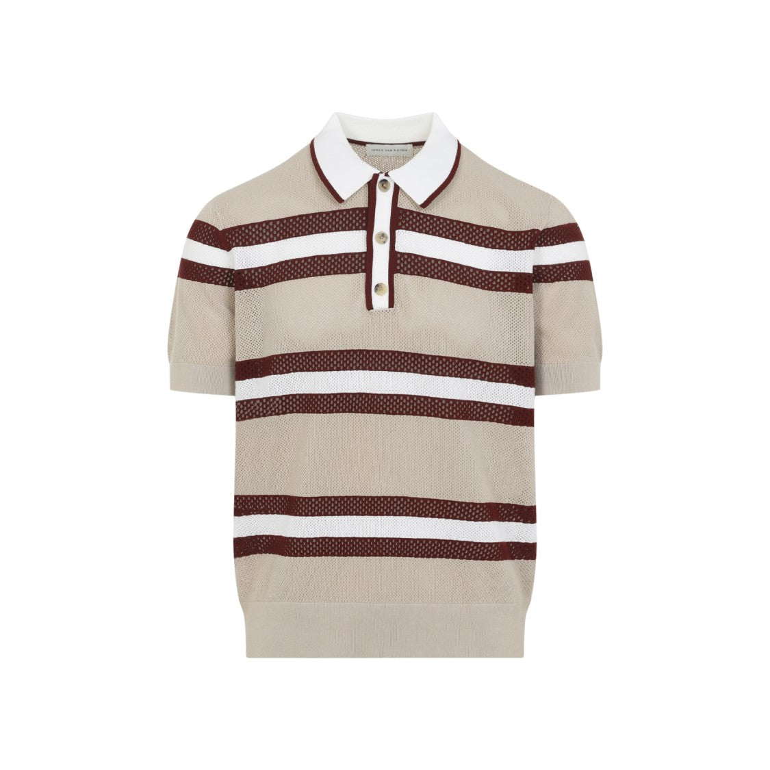 Dries Van Noten Textured Polo Shirt With Horizontal Stripe Design