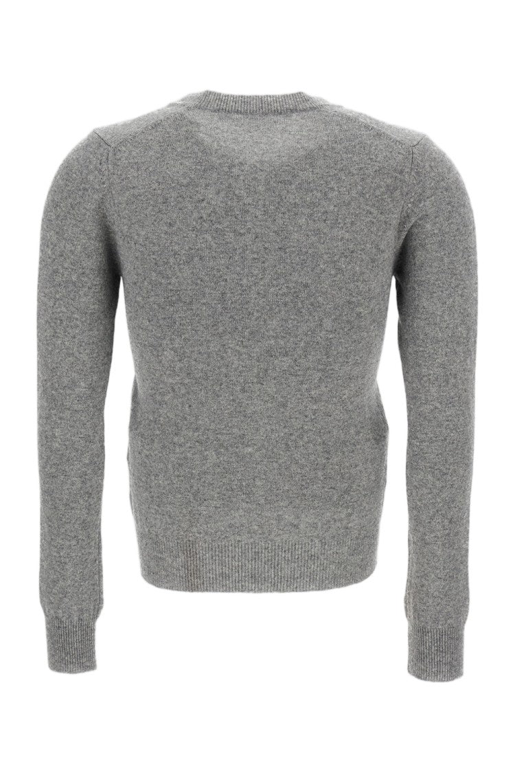 Comme Des Garçons Black Black Emblem Wool Round-Neck Cardigan