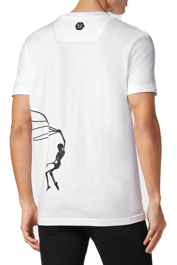 Philipp Plein White Logo Print Cotton T-Shirt