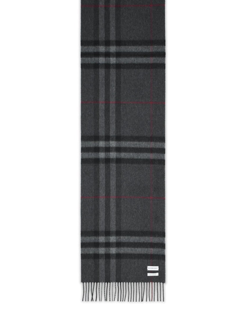 Burberry 'Mu Giant Check' Dark Grey Cashmere Scarf