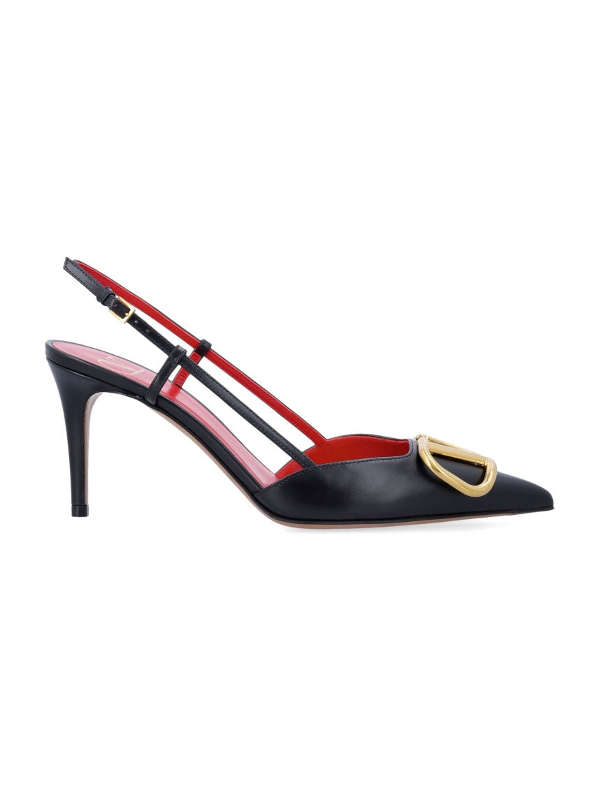 Valentino Garavani Vlogo Vitello Leather Slingback Pumps