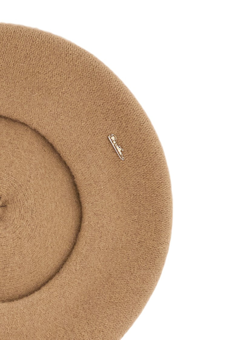 Borsalino Beige Pom Pom Wool Beret
