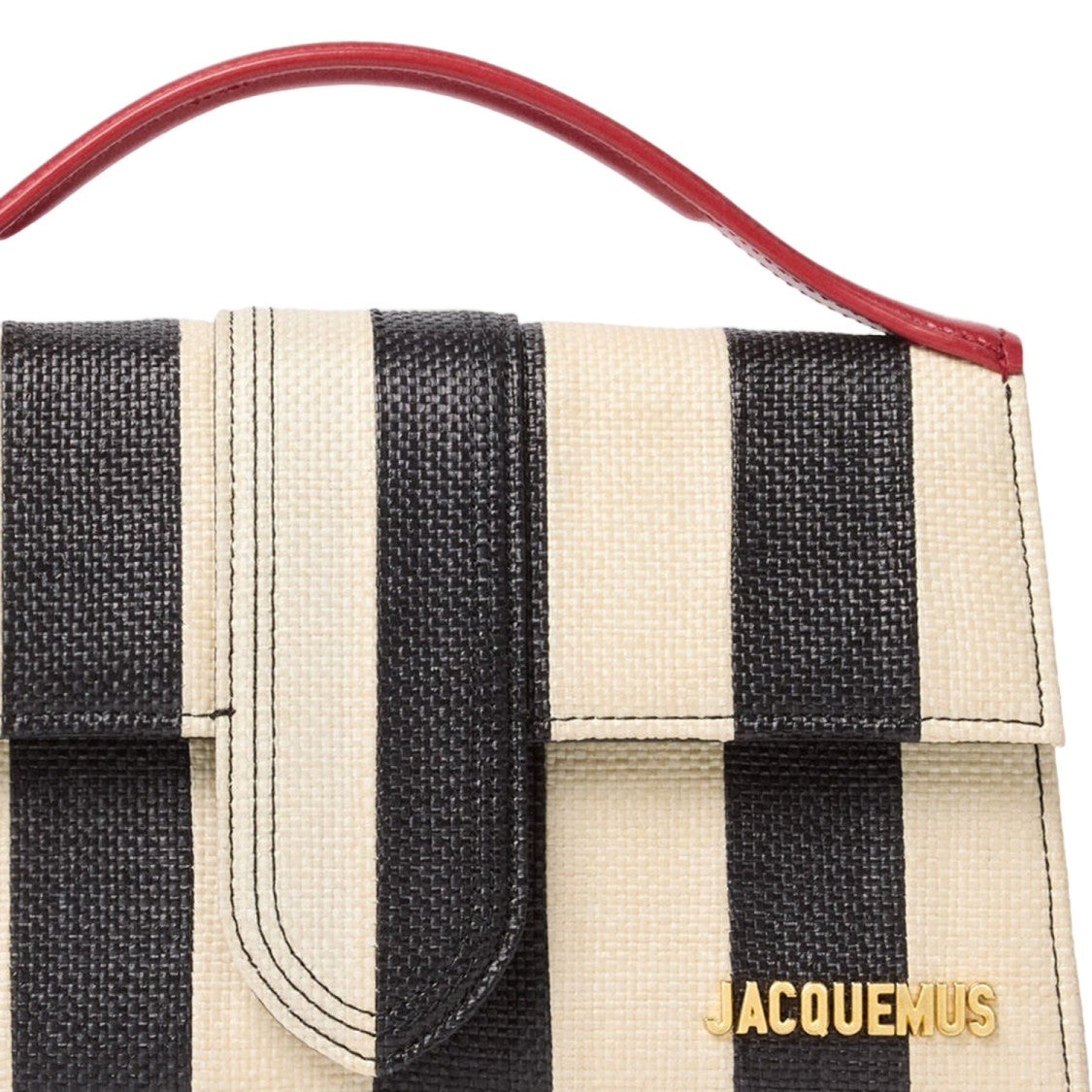 Jacquemus Rectangular Striped Patchwork Raffia Bag