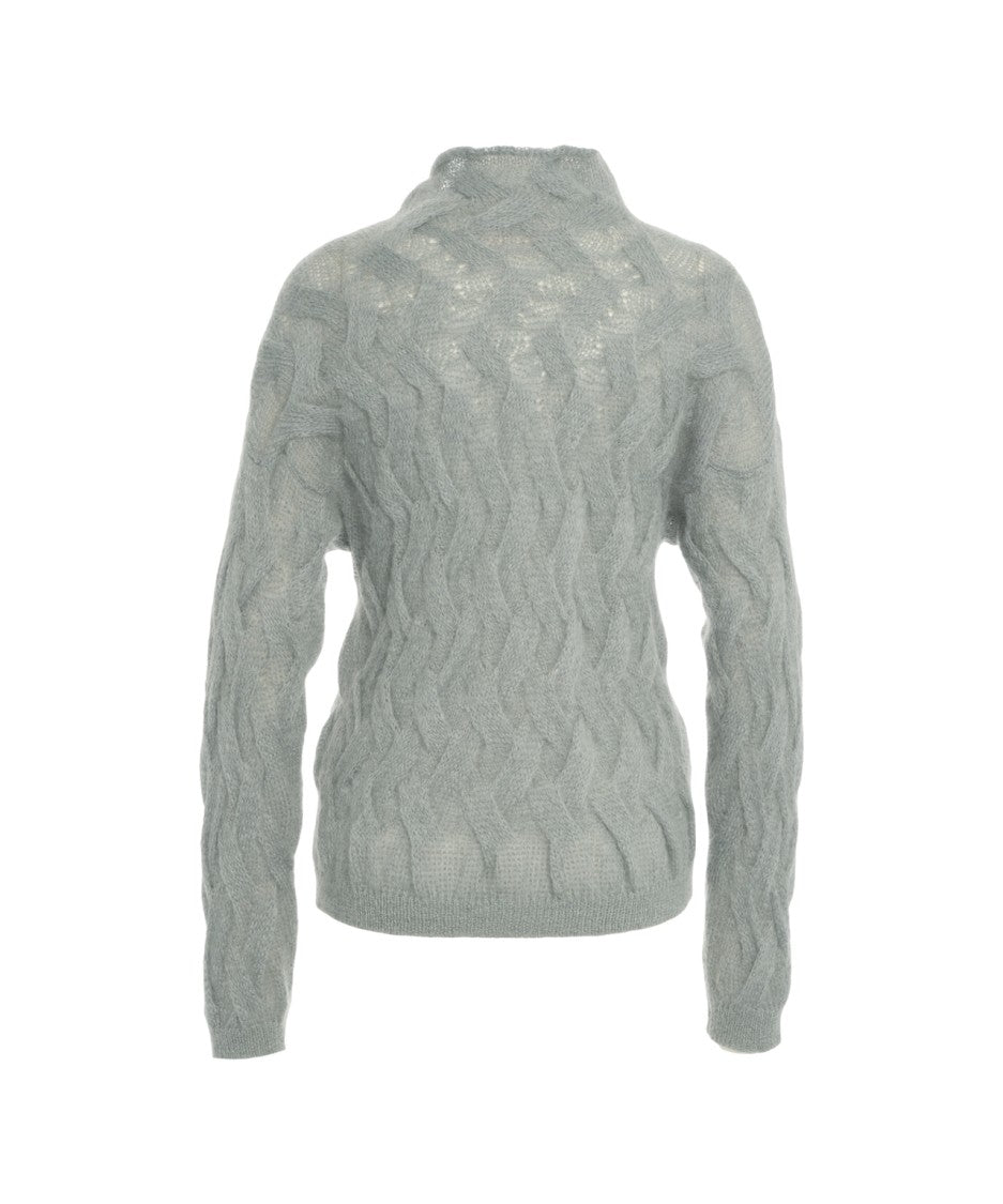 Semi Couture Cable-Knit Sweater With High Collar