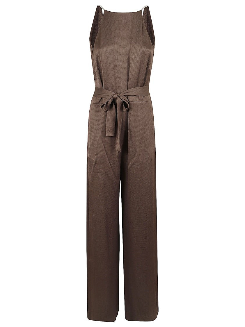 Peserico Fluid Halter Neck Jumpsuit With Wide-Leg Palazzo Pants