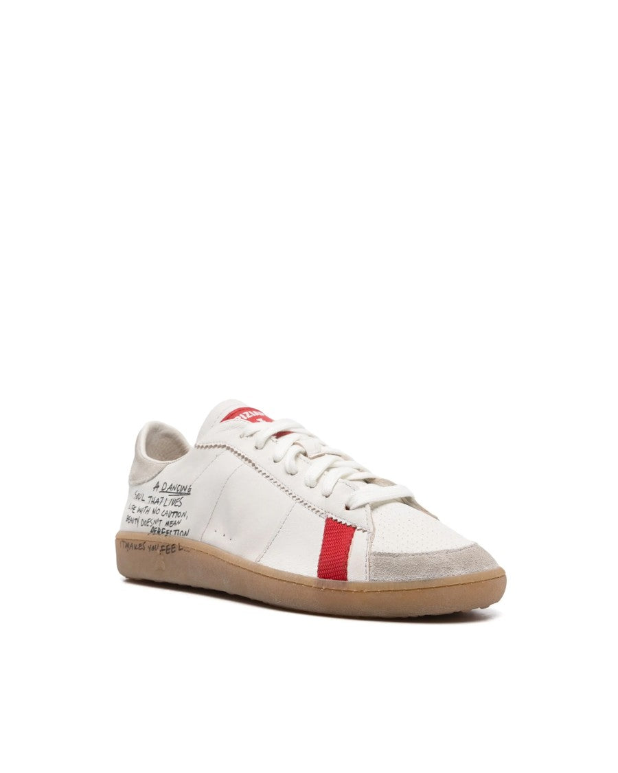 Patrizia Pepe Skin Sneakers In Nappa Leather With White/Red Lettering