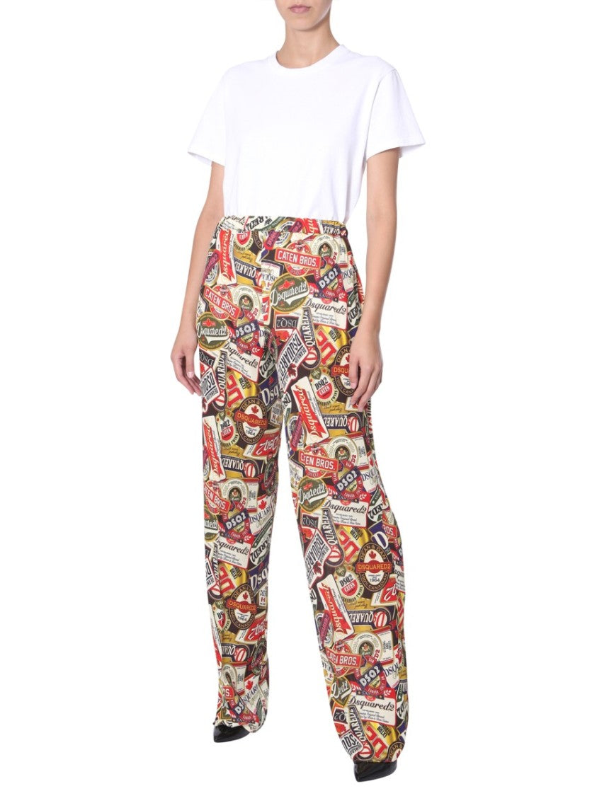 Dsquared2 Printed Wide Leg Pants
