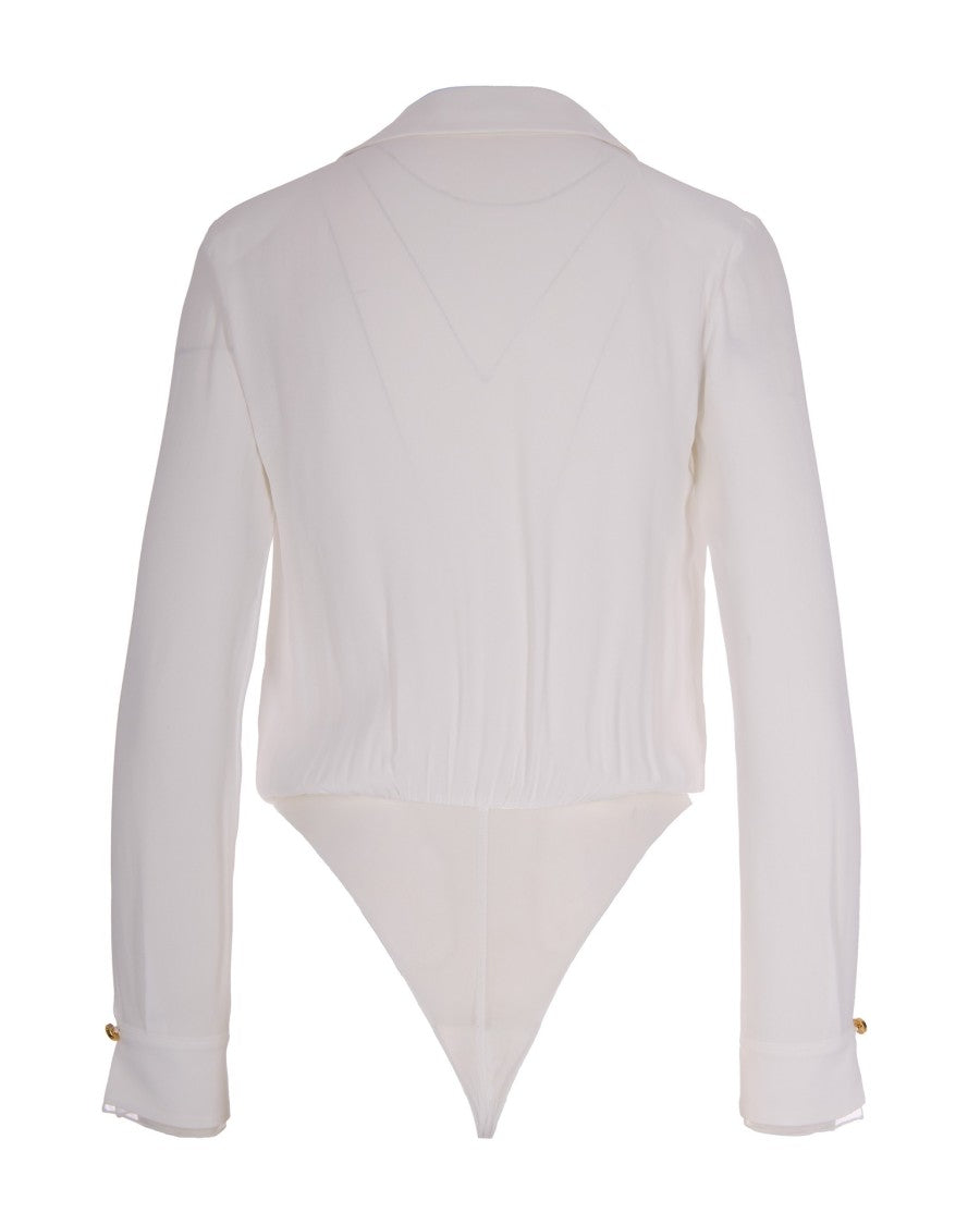 Elisabetta Franchi Regular Fit Georgette Bodysuit With Structured Shoulders