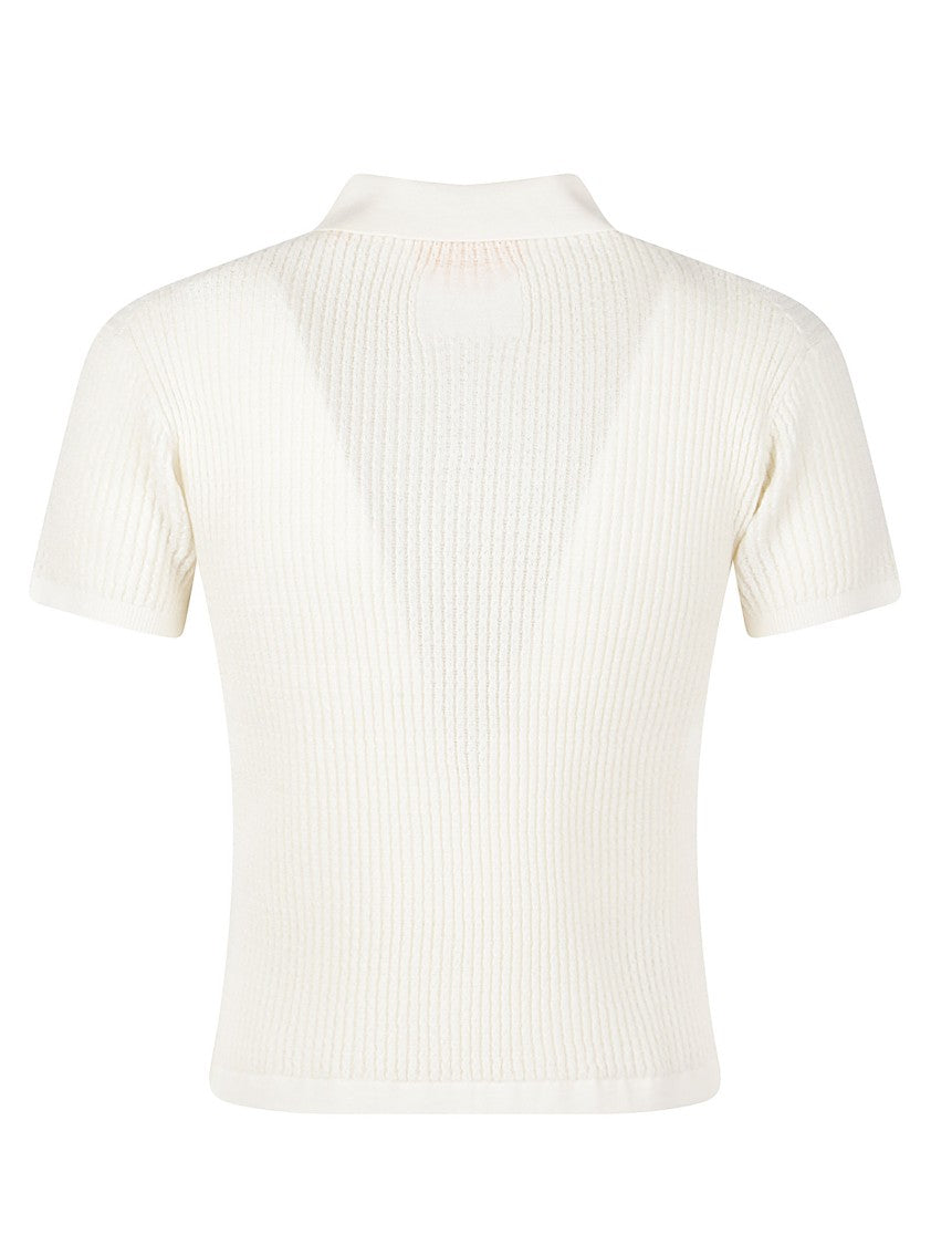 Guest In Residence Shrunken Ribbed Knit Cashmere Polo Shirt