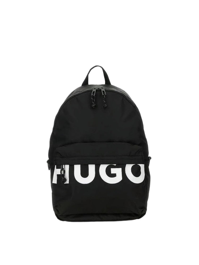 Hugo Boss Sleek Black Backpack With Double Zipper Closure
