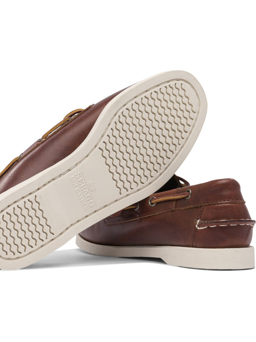 Sebago Brown Leather Loafers With Rubber Sole