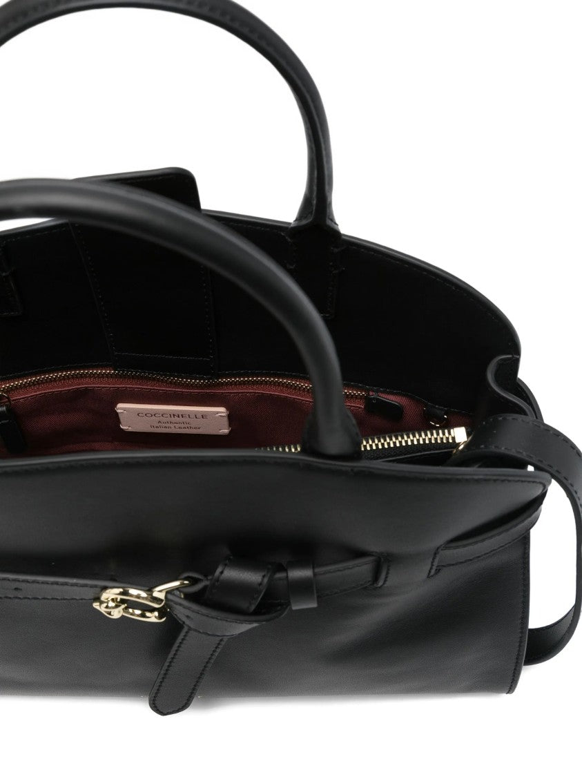 Coccinelle Structured Leather Handbag With Gold-Accent Detail