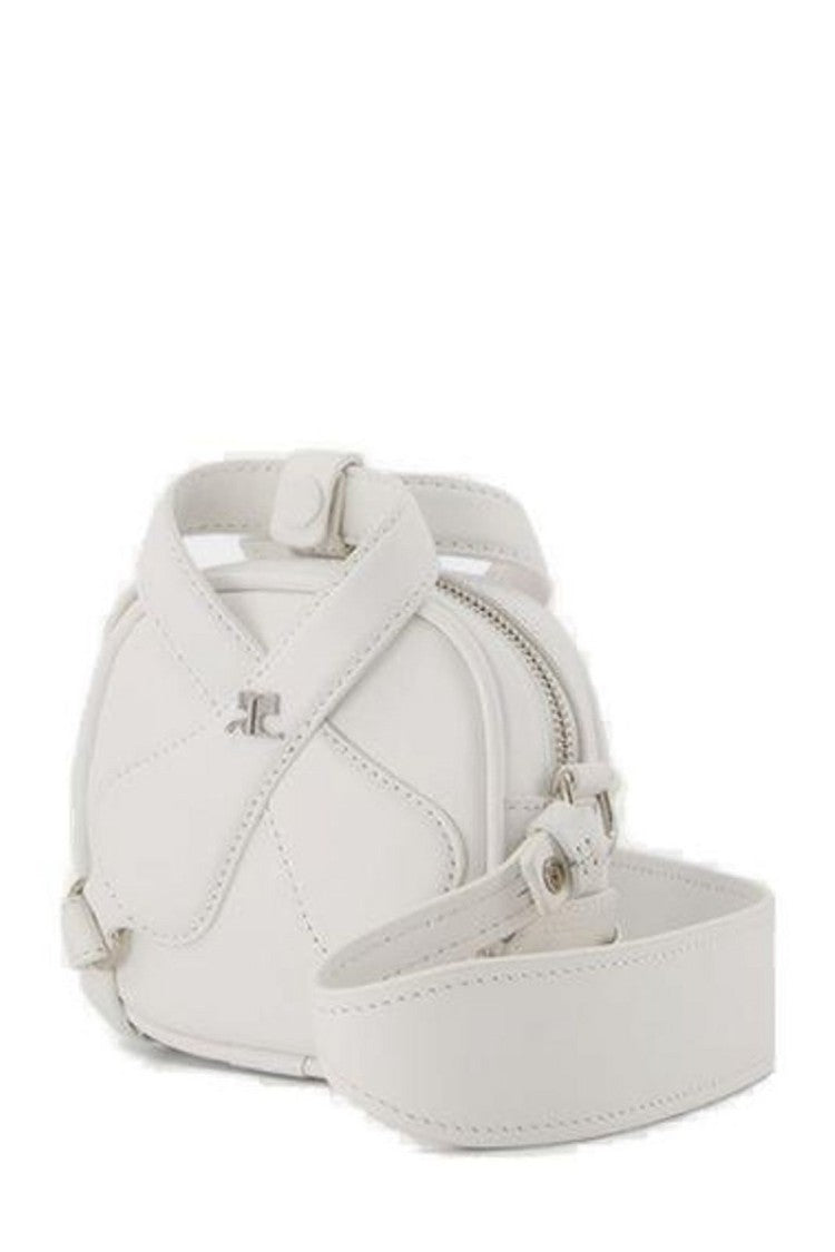 Courrèges Mini Loop Bag With Distinctive Handle In Smooth White Leather