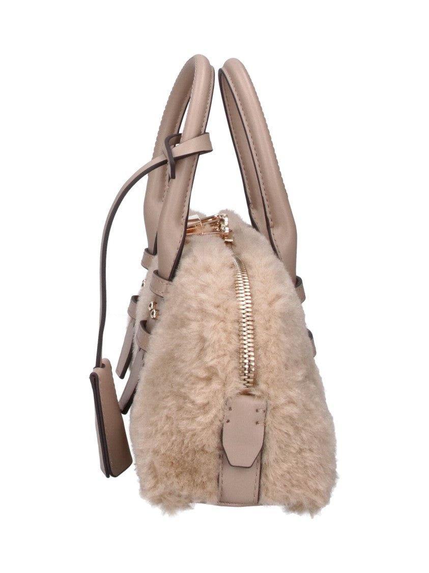 Pinko Grey Escape Teddy Fabric Handbag