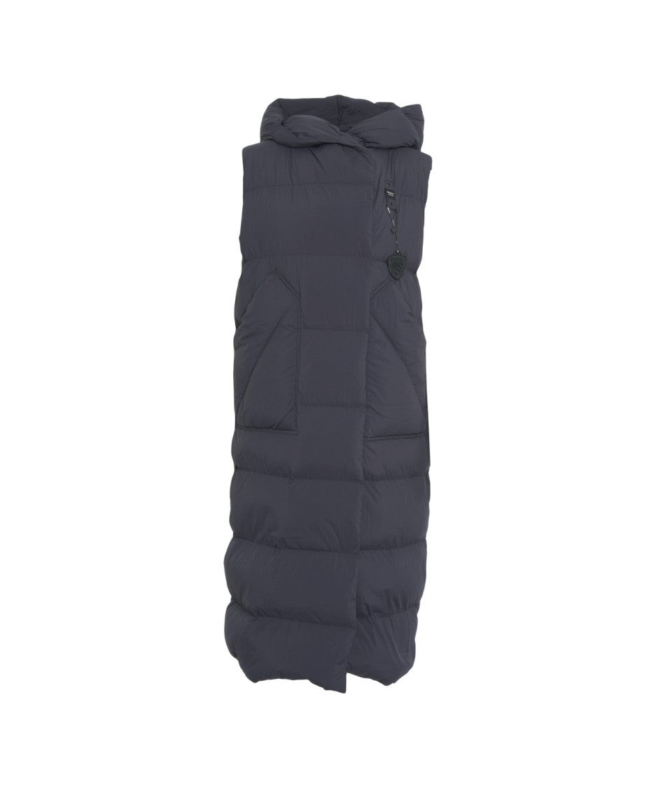 Blauer Quilted Down Gilet With Hood And Full-Length Zipper