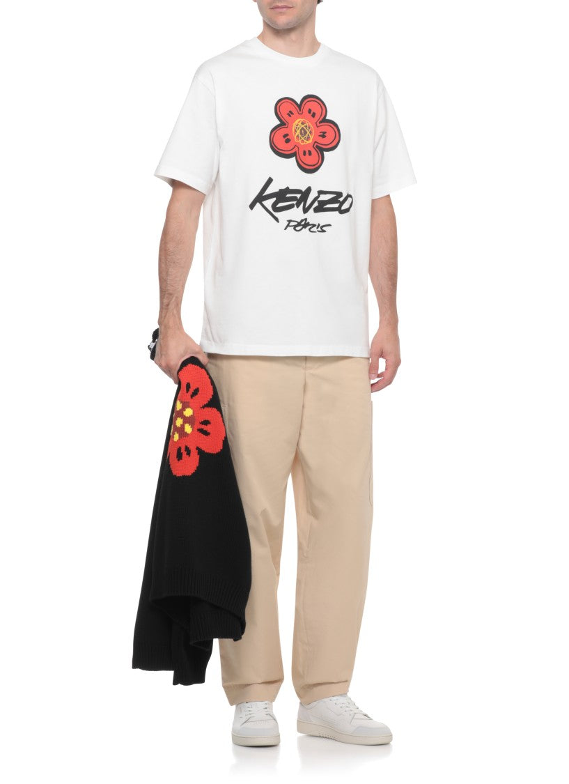 Kenzo Boke Flower Print White Cotton T-Shirt