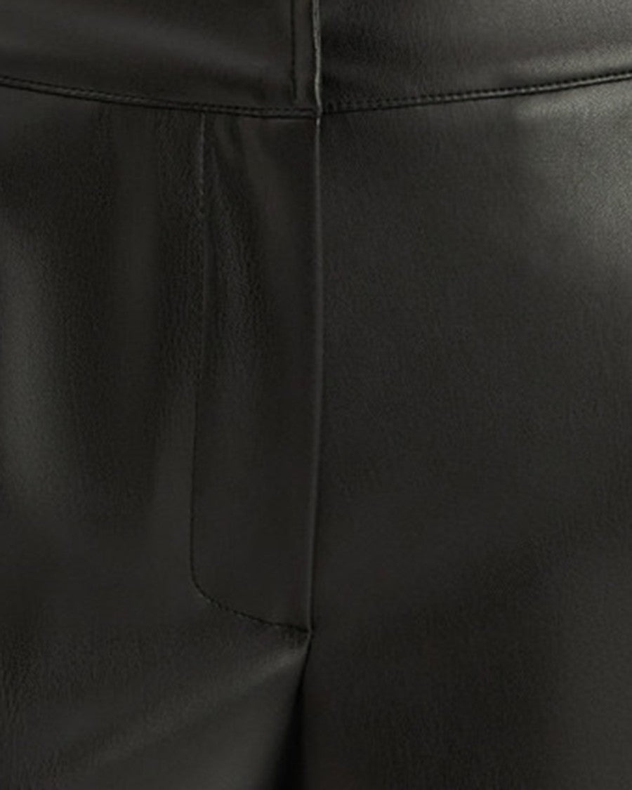Alpha Studio Cropped Pants With Smooth Leather-Like Finish And High Waist