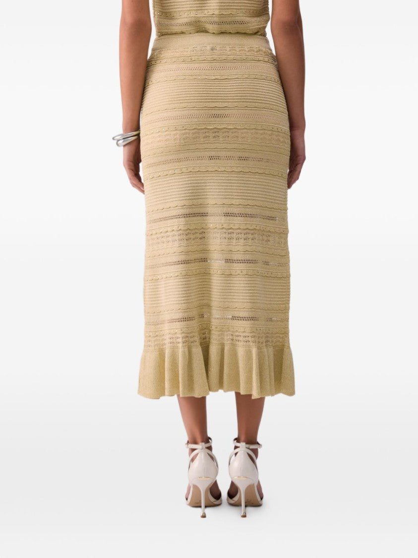 Liu Jo Yellow Flounced Hem Punched Sweater